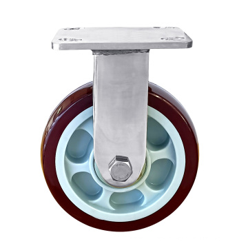 ZR high Quality SS 6mm thickness plate stainless steel 304 fixed plate PU wheel rigid casters